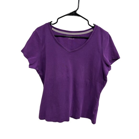 Jones New York Purple Short-Sleeven V Neck T Shirt Size M  Cotton - Picture 1 of 10